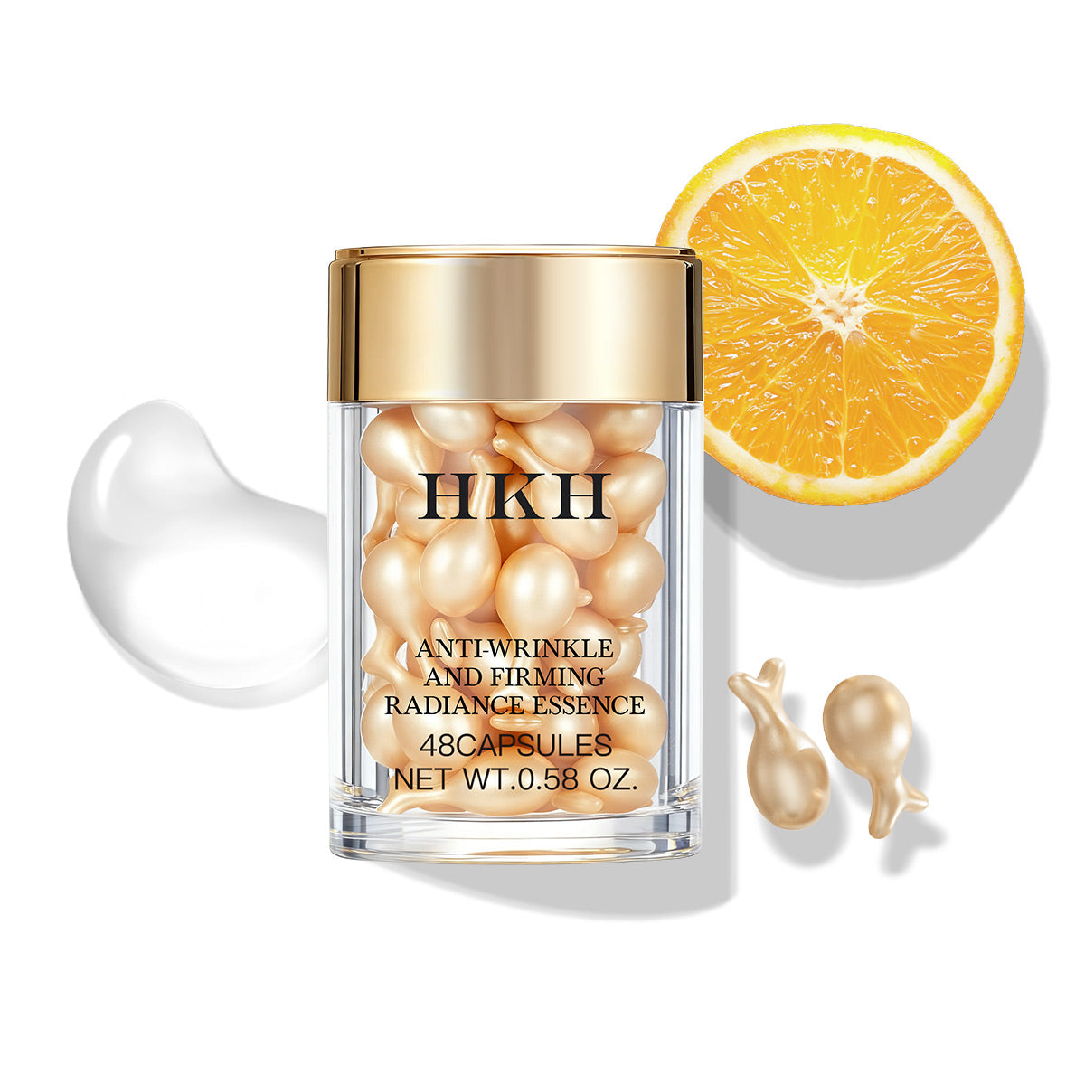 Suero de Vitamina C HKH para la Cara: 48 Cápsulas Suero Reparador de Arrugas Anti-Envejecimiento con Retinol - Aceite de Vitamina E y Niacinamida para Mujeres - Cuidado Profundo Diario de la Piel para Alisar, Hidratar y Iluminar Líneas Finas